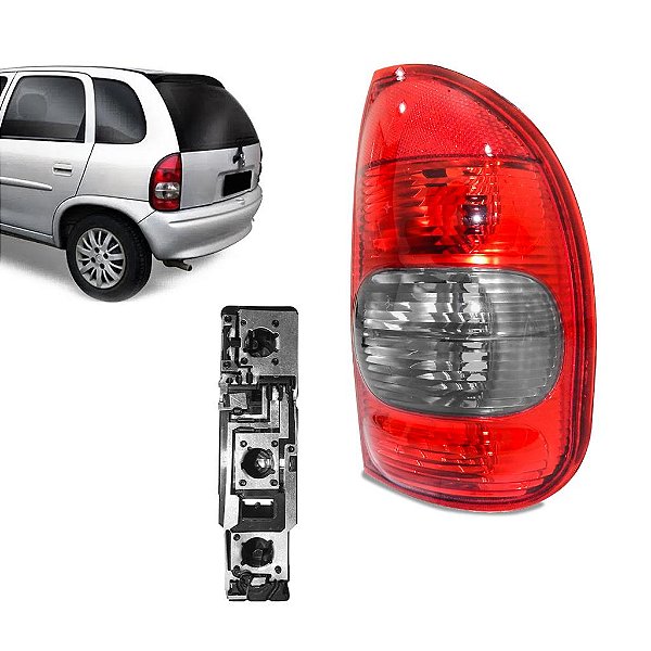Lanterna + Soquete Corsa Hatch 4 Portas Pick-up Wagon 2000 Até 2004 Rubi Fumê Bolha