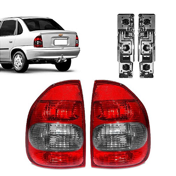 Par Lanterna Corsa Sedan Classic 2000 A 2010 Fume + Soquete