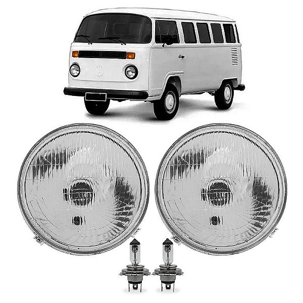 Par Farol lente de Vidro + lâmpada H4 VW Kombi 1976 a 2012