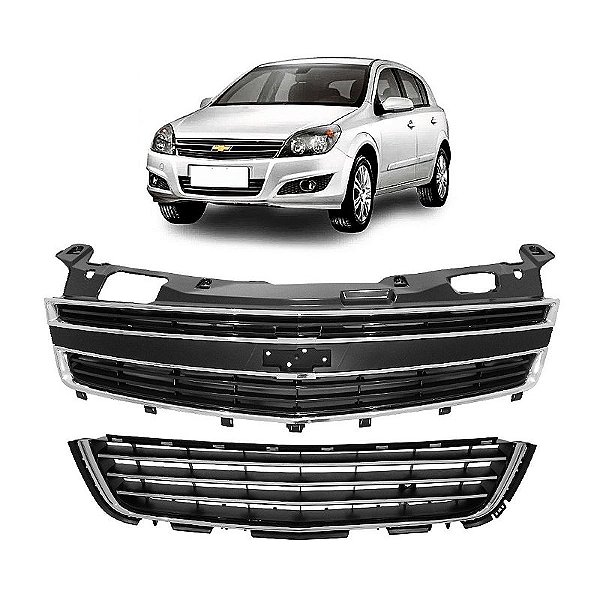 Grades do radiador/para-choque GM Vectra 2009 a 2012 com frisos cromados