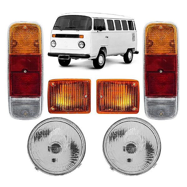 Kit Faróis + Piscas Âmbar + lanternas traseiras VW Kombi