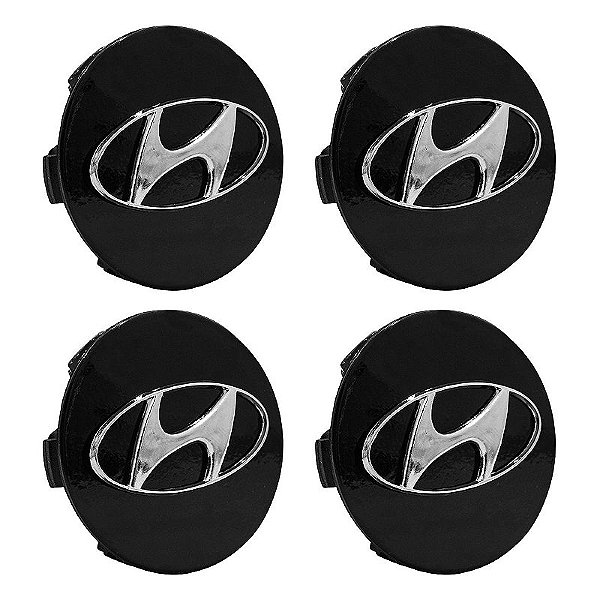 Jogo Calotinha 56mm Centro de Roda KRMAI Hyundai Creta PCD Preta