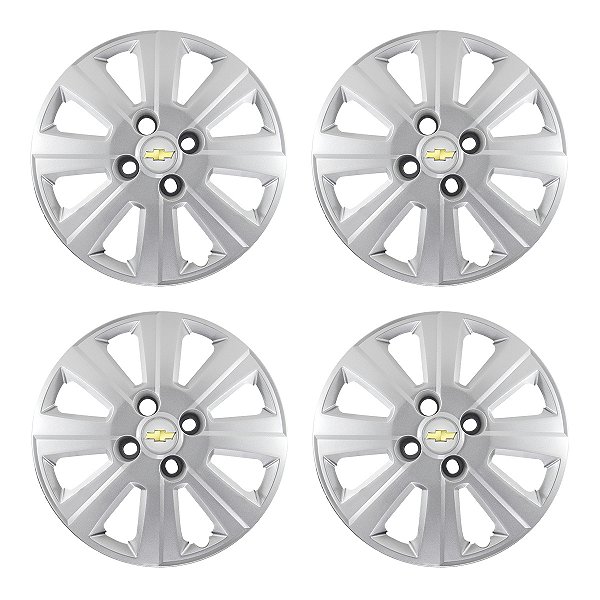 Jogo Calota Aro 15 Agile 2010 2011 2012 2013 Prata + Emblema