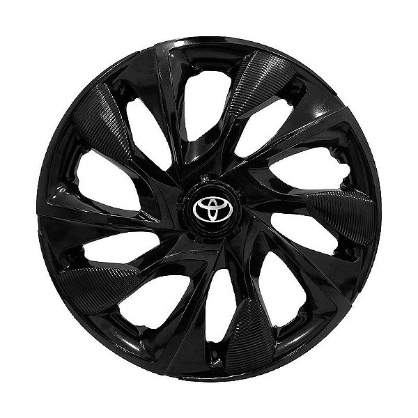 Calota Esportiva aro 15 DS4 Preta Brilhante Emblema Toyota