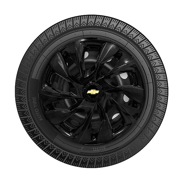 Jogo Calota Esportiva aro 15 DS4 Preta Brilhante Emblema GM Preto