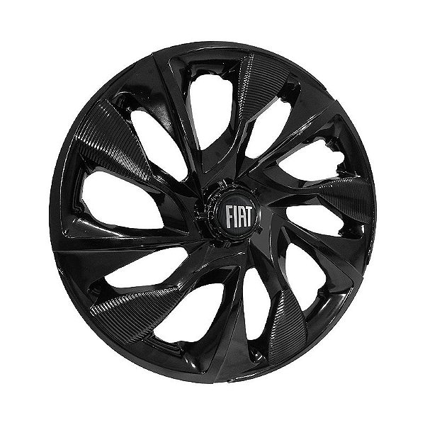 Calota Esportiva aro 14 DS4 Preta Brilhante Emblema Fiat Preto