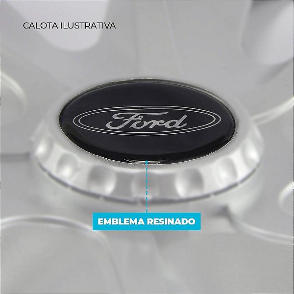 Calota Esportiva aro 14 DS4 Preta Brilhante Emblema Ford Preto