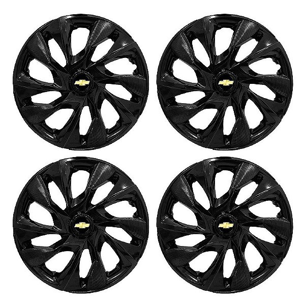 Jogo Calota Esportiva aro 14 DS4 Preta Brilhante Emblema GM Preto