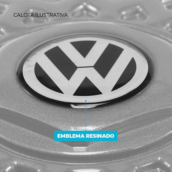 Calota Esportiva aro 14 DS4 Preta Brilhante Emblema Volkswagen