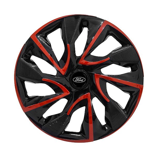 Jogo Calota Esportiva aro 14 DS4 Red Cup Emblema Ford Preto