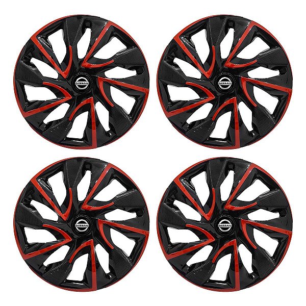 Jogo Calota Esportiva aro 14 DS4 Red Cup Emblema Nissan