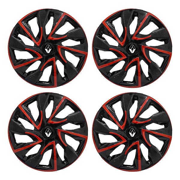 Jogo Calota Esportiva aro 14 DS4 Red Cup Emblema Renault