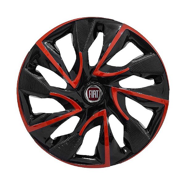 Calota Esportiva aro 15 DS4 Red Cup Emblema Fiat Vermelho