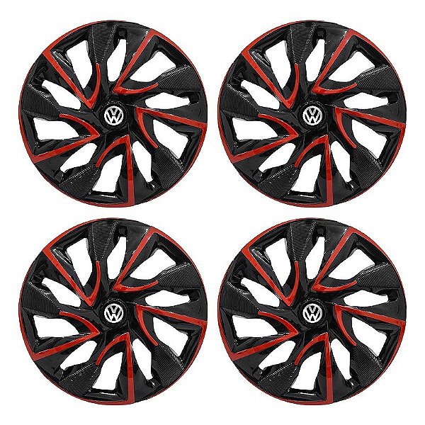 Jogo Calota Esportiva aro 15 DS4 Red Cup Emblema Volkswagen