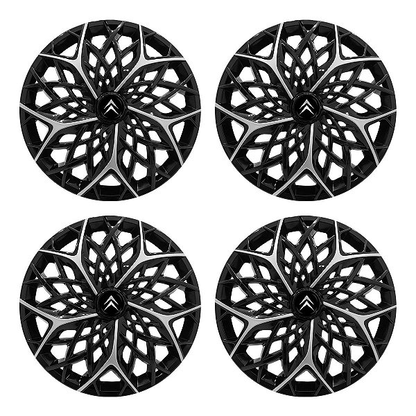 Jogo Calota Esportiva aro 14 Moove Black Silver Emblema Citroen