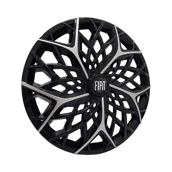 Calota Esportiva aro 14 Moove Black Silver Emblema Fiat Preto