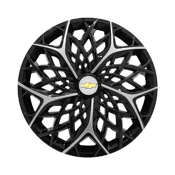 Calota Esportiva aro 14 Moove Black Silver Emblema GM Prata