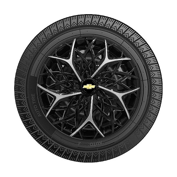 Calota Esportiva aro 14 Moove Black Silver Emblema GM Preto