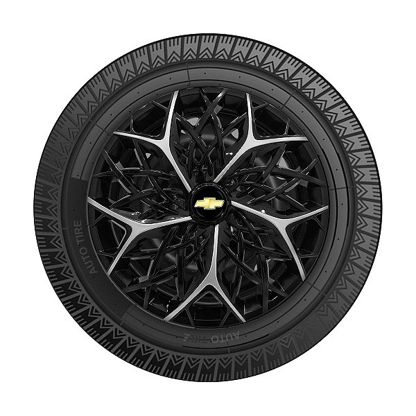 Calota Esportiva aro 14 Moove Black Silver Emblema GM Preto