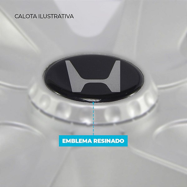 Calota Esportiva aro 14 Moove Black Silver Emblema Honda