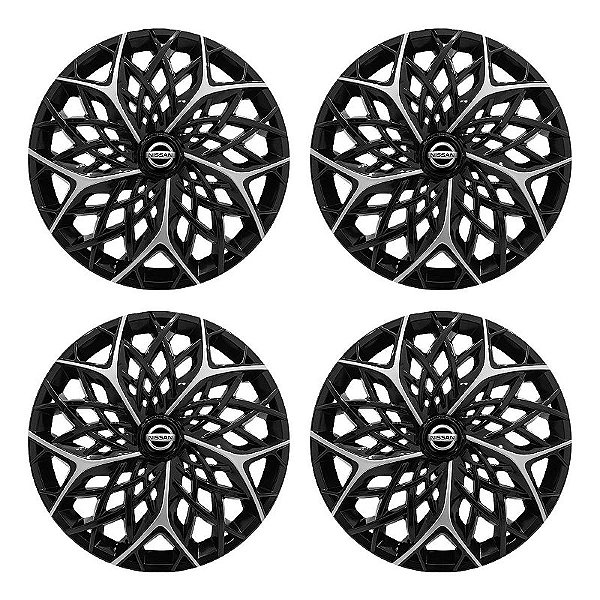 Jogo Calota Esportiva aro 14 Moove Black Silver Emblema Nissan
