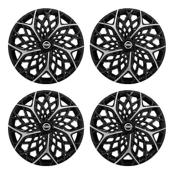 Jogo Calota Esportiva aro 14 Moove Black Silver Emblema Nissan
