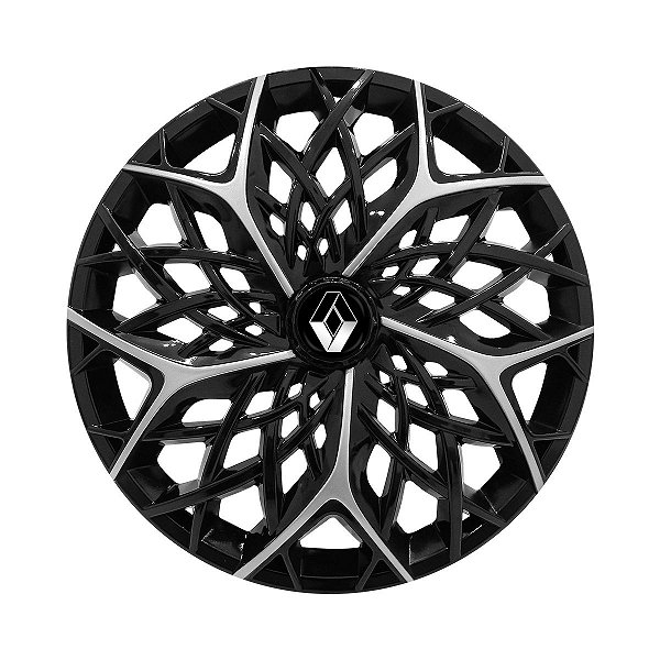 Calota Esportiva aro 14 Moove Black Silver Emblema Renault