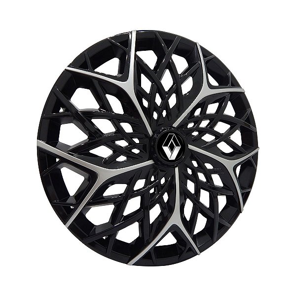 Calota Esportiva aro 14 Moove Black Silver Emblema Renault