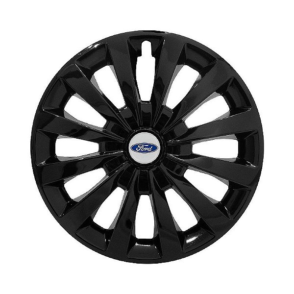 Calota Esportiva aro 13 Passat CC Preta Brilhante emblema Ford Prata