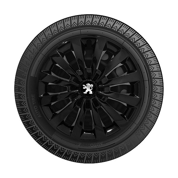 Jogo Calota Esportiva aro 13 Passat CC Preta Brilhante emblema Peugeot