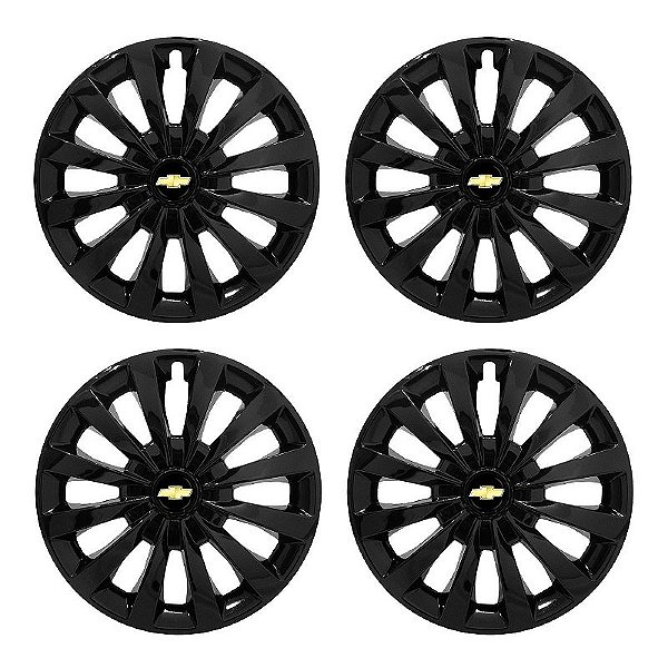 Jogo Calota Esportiva aro 13 Passat CC Preta Brilhante emblema GM Preto