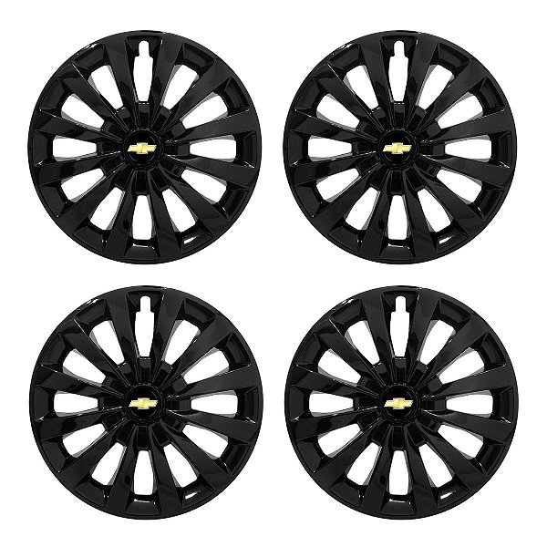 Jogo Calota Esportiva aro 13 Passat CC Preta Brilhante emblema GM Preto
