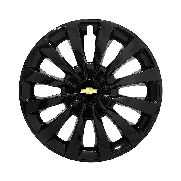 Jogo Calota Esportiva aro 13 Passat CC Preta Brilhante emblema GM Preto
