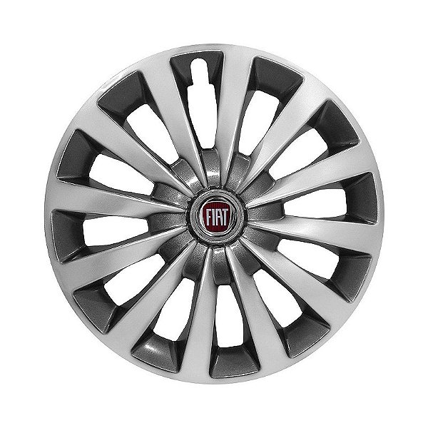 Jogo Calota Esportiva aro 13 Passat CC Sport Silver emblema Fiat Vermelho