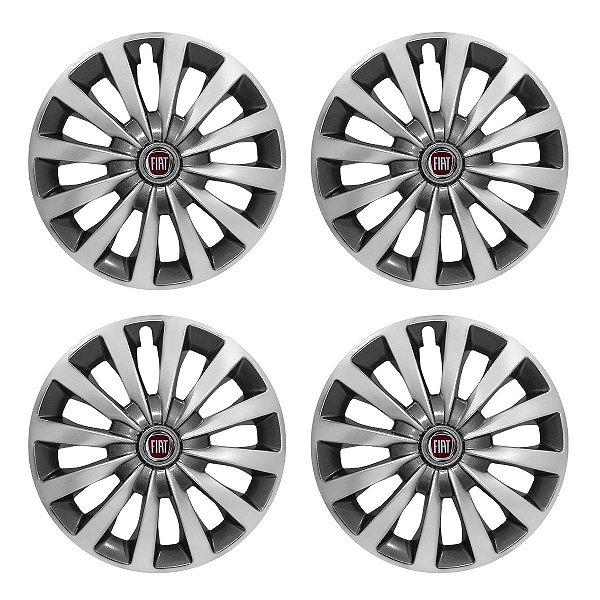 Jogo Calota Esportiva aro 13 Passat CC Sport Silver emblema Fiat Vermelho