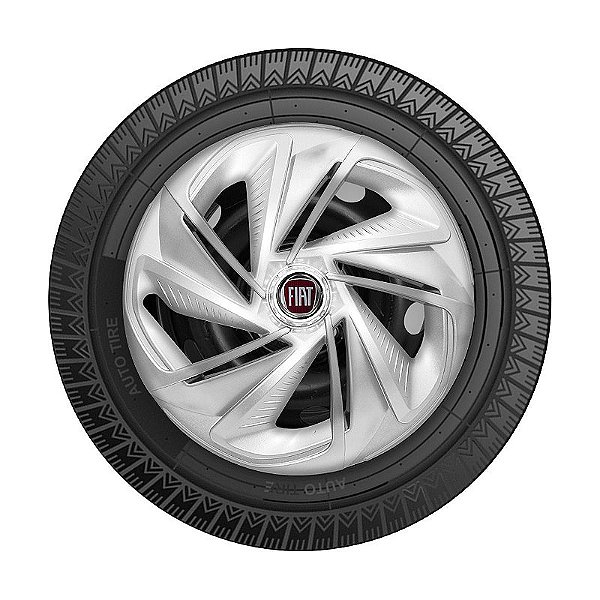Calota Esportiva Aro 14 Nitro Prata emblema Fiat Vermelho