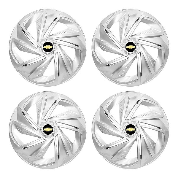 Jogo Calota Esportiva Aro 14 Nitro Prata emblema GM Preto