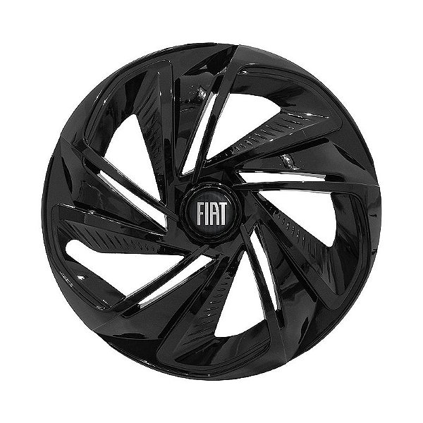 Calota Esportiva Aro 14 Nitro Preta Brilhante emblema Fiat Preto