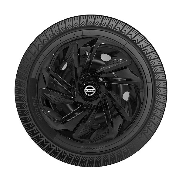 Jogo Calota Esportiva Aro 14 Nitro Preta Brilhante emblema NIssan