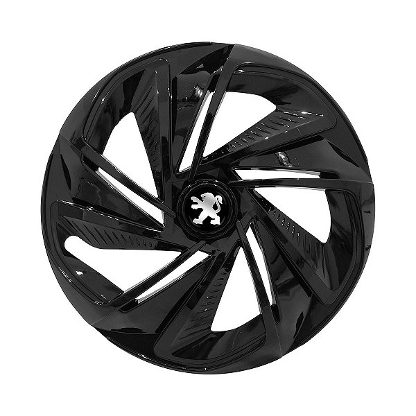 Calota Esportiva Aro 14 Nitro Preta Brilhante emblema Peugeot