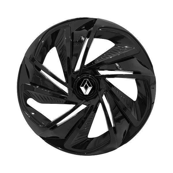Calota Esportiva Aro 14 Nitro Preta Brilhante emblema Renault