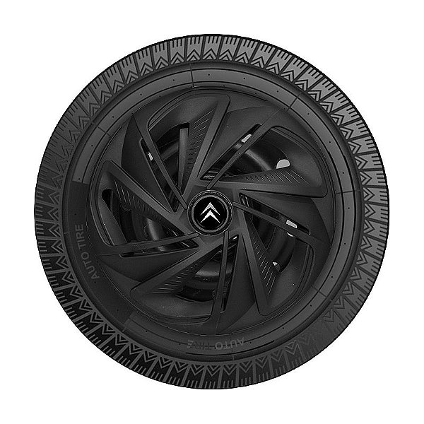 Calota Esportiva Aro 14 Nitro Preta Fosca emblema Citroen
