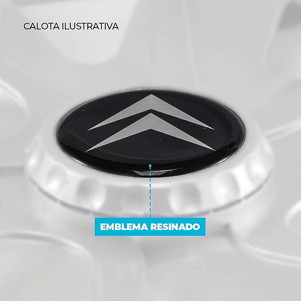 Jogo Calota Esportiva Aro 14 Nitro Preta Fosca emblema Citroen