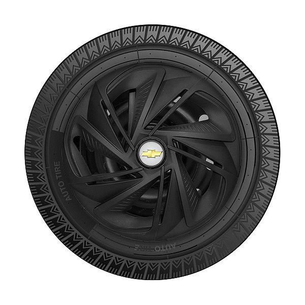 Calota Esportiva Aro 14 Nitro Preta Fosca emblema GM Prata