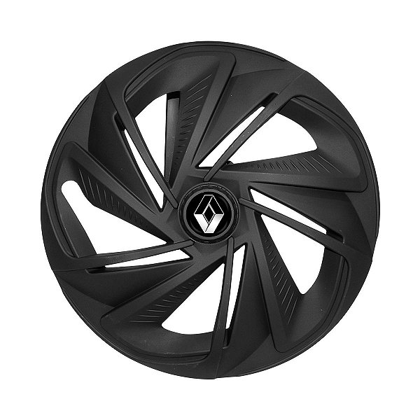 Calota Esportiva Aro 14 Nitro Preta Fosca emblema Renault