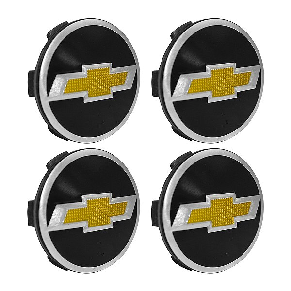 Jogo Calotinha 56mm Centro de Roda Scorro Emblema GM Preto