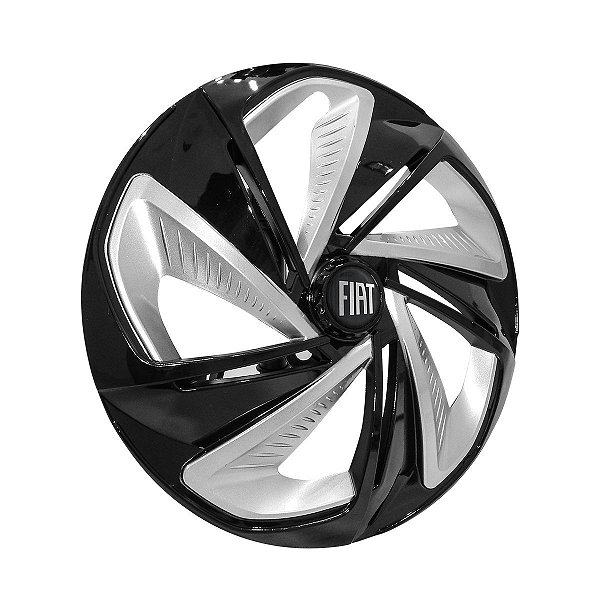 Jogo Calota Esportiva Aro 14 Nitro Black Silver emblema Fiat Preto