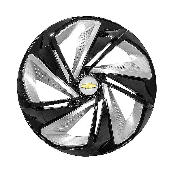 Calota Esportiva Aro 14 Nitro Black Silver emblema GM Prata