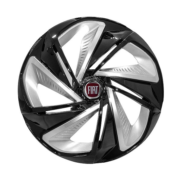 Jogo Calota Esportiva Aro 13 Nitro Black Silver emblema Fiat Vermelho