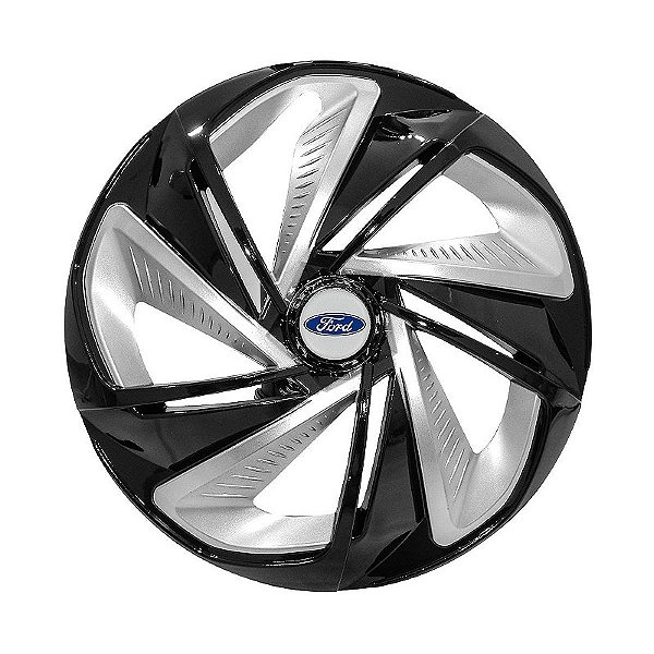 Calota Esportiva Aro 13 Nitro Black Silver emblema Ford Prata